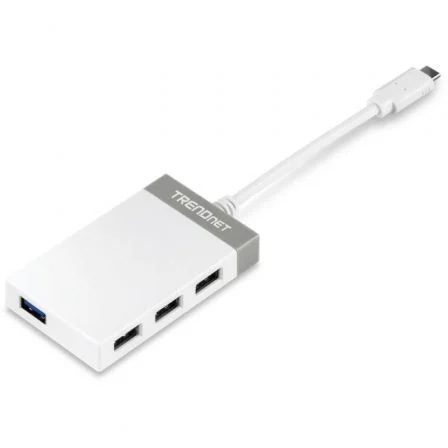 Trendnet TUC-H4E Hub USB Tipo-C de 4 puertos USB 3.0, Blanco y Gris